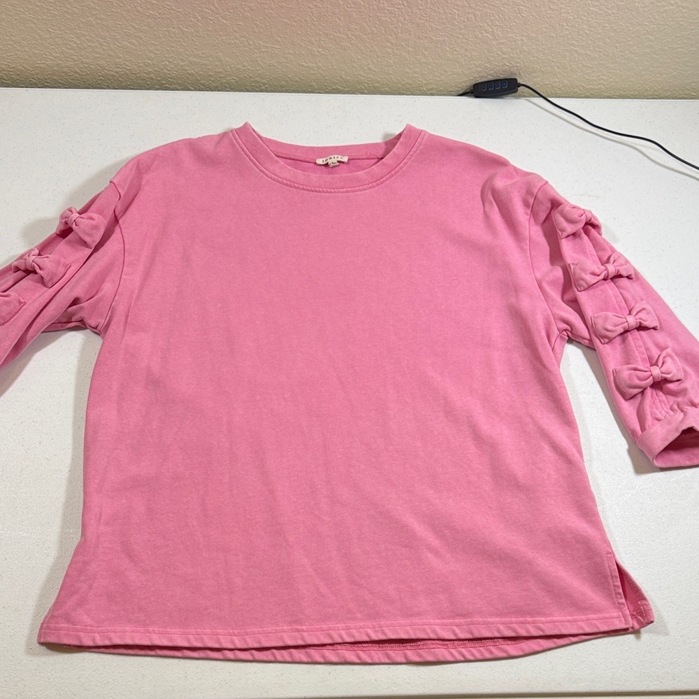 JODIFL Pink Long-Sleeve Top with Sleeve Bows